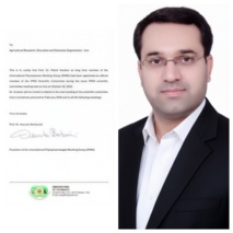 از سوی رئیس کارگروه بین‌المللی فیتوپلاسماشناسان (International Phytoplasmalogists Working Group – IPWG) منصوب شد: