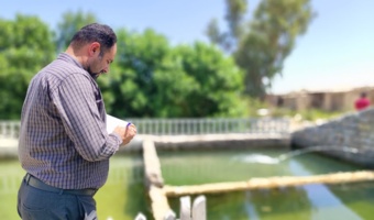 بازدید ترویجی اعضای هیات علمی بخش آبزی پروری پژوهشکده از مزرعه پرورش متراکم کپور معمولی