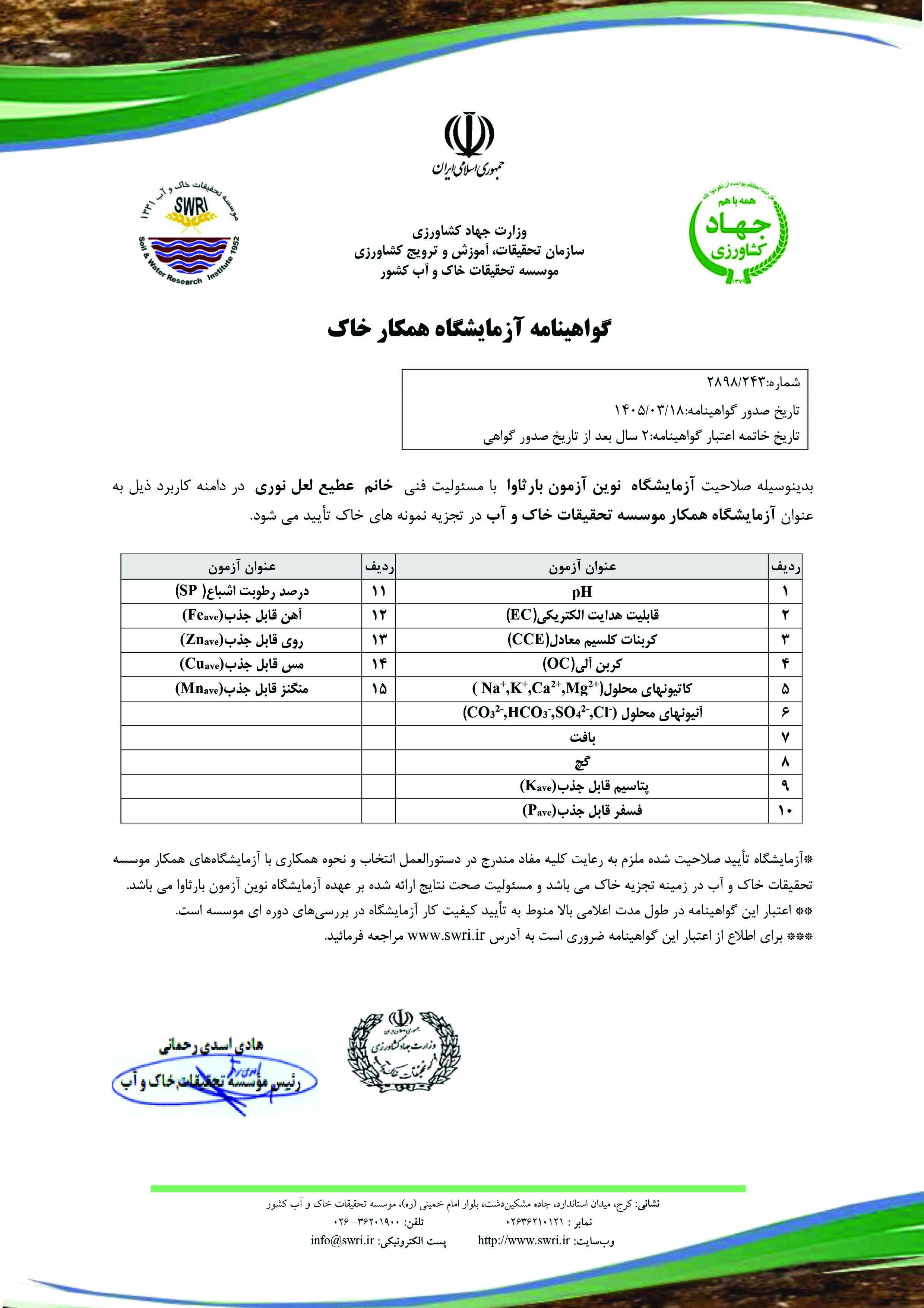 نوین آزمون بارثاوا